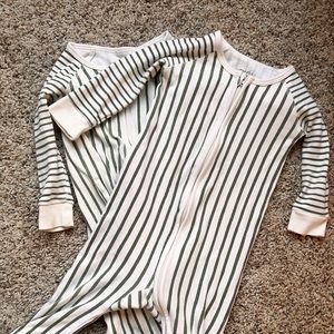 TWO PEHR green striped pajamas (Christmas) size 12-18 months